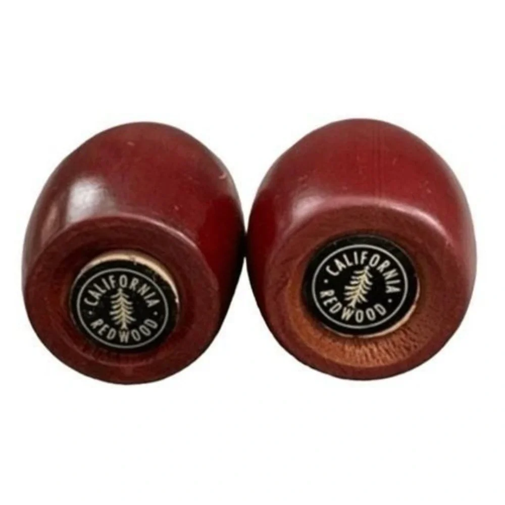 Vintage California Redwood Bullet Salt and Pepper Shaker Set‎ Wood 1980s